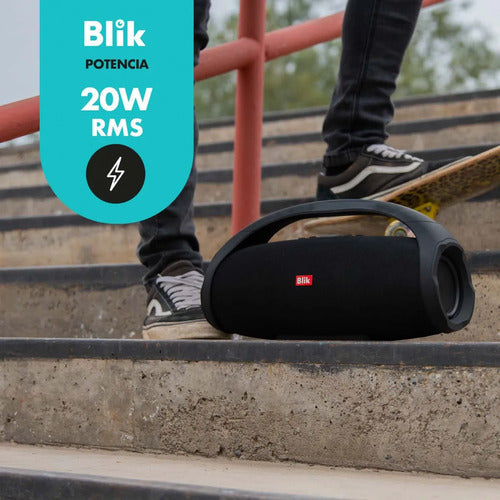 Parlante Portatil Blik Booster2 Bluetooth 5.4 Tws Rms Radio Negro