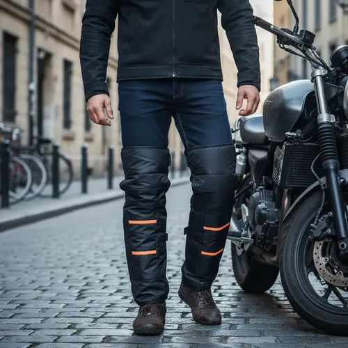 Cubre Piernas Con Chiporro - Protector Impermeable Para Moto Negro