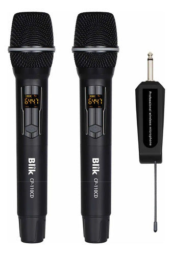 Pack 2 Micrófonos Blik Inalámbricos Con Receptor Karaoke Negro