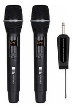 Pack 2 Micrófonos Blik Inalámbricos Con Receptor Karaoke Negro