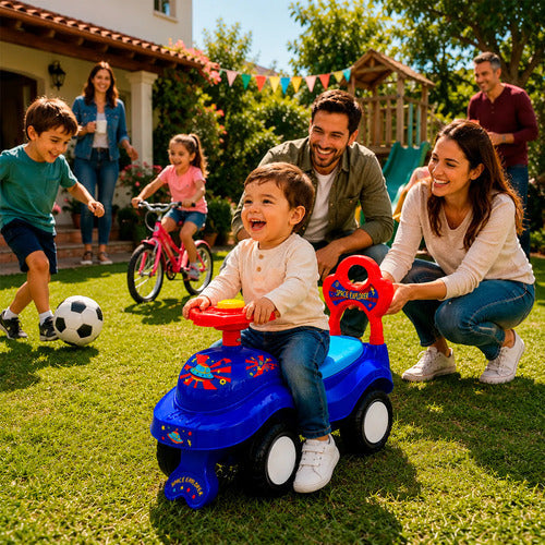 Correpasillo Andador Auto Maleta Bocina Respaldo 18-36 Meses Rosa