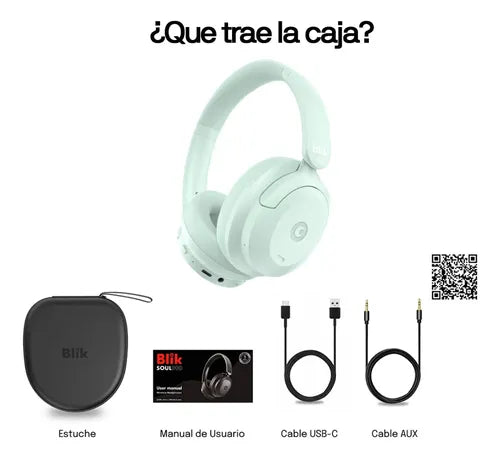 Audifonos Inalambricos Blik Soul900 Anc Tws 60hrs + Estuche Verde