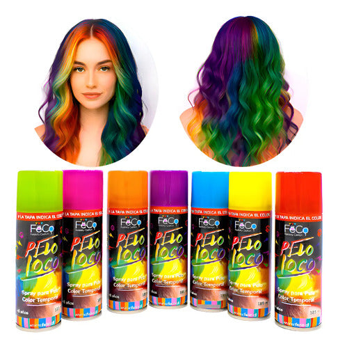 Pack 48 Spray Pintura Para Cabello Temporal Varios Colores Surtido