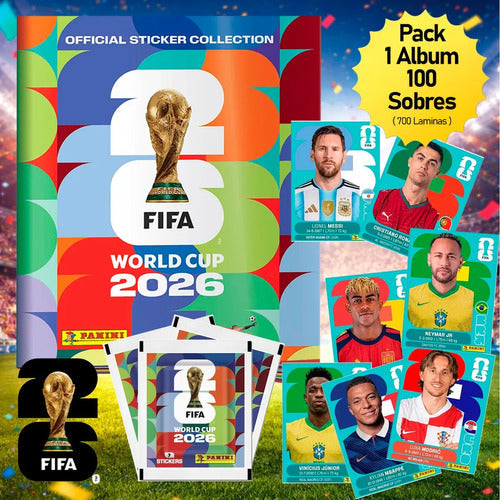 Pack Album + 100 Sobre Fifa World Cup 2026 Panini 700 Lamina