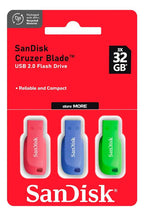 Triple Pack Pendrive Sandisk Usb 32gb Cruzer Blade 150mb/s Multicolor Cruzer Blade