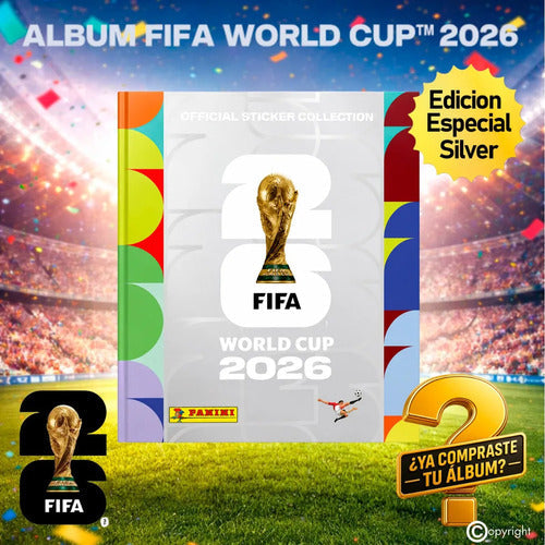 Pack Album Tapa Dura Plateado +80 Sobres Fifa World Cup 2026