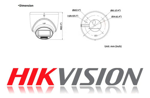 Camara De Seguridad Analoga Domo Hikvision Colorvu 2mp 2.8mm Blanco