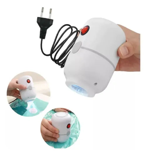 Aspiradora Eléctrica Mini + 2 Bolsas Para Sellado Al Vacío Blanco