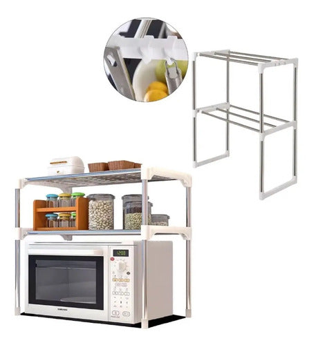Rack 2 Niveles Estante Organizador Microondas Multiuso Cocin Plateado