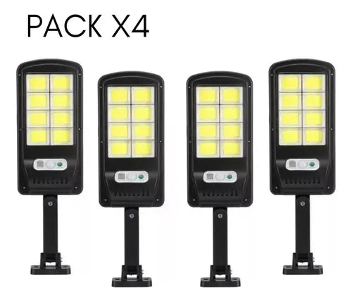Pack 4 Focos Farol Solar Led Con Sensor De Movimiento Negro Blanco