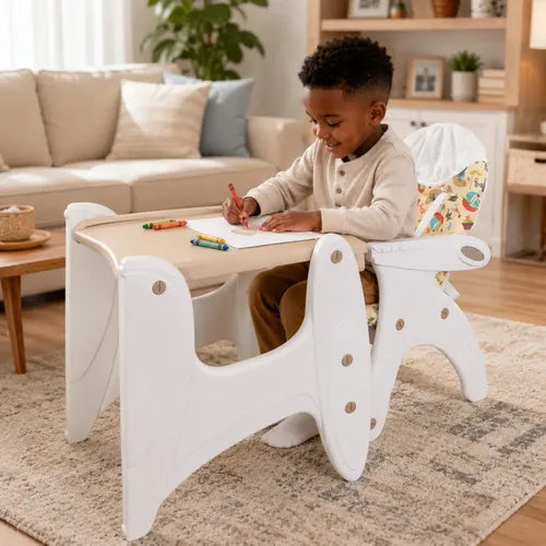 Silla De Comer Bebé 4 En 1 Reclinable Mesa Silla Infantil Silla 4 En 1 Blanco