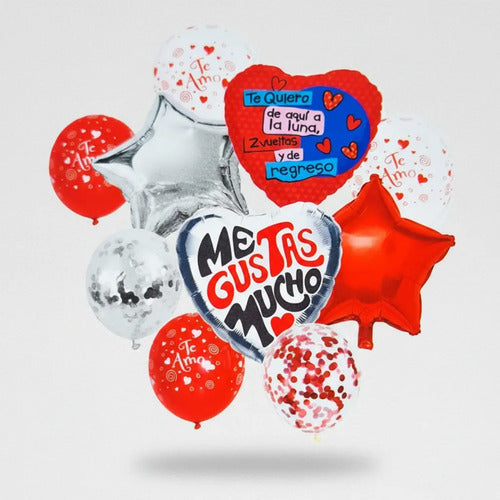 Set 10 Globos Metalizados Me Gustas Much San Valentín Regalo Varios