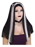 Peluca Morticia Addams Halloween Negr0