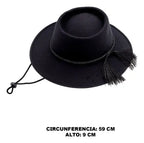 Sombrero Huaso Elegante Adulto Baile Cueca Fechas Patrias Negro 59cm Lisa