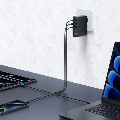 Cargador Master-g Carga Rapida 100w Multipuerto +cable Usb-c Negro
