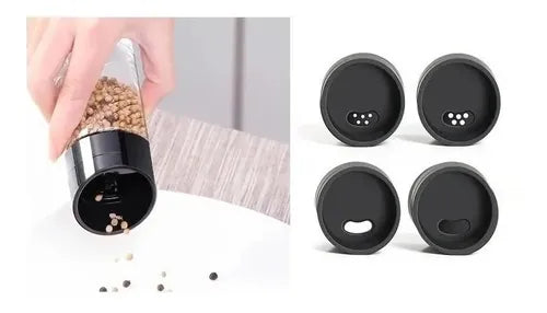 Set 6 Especieros Condimento Giratorio 360 Salidas Multiples Negro
