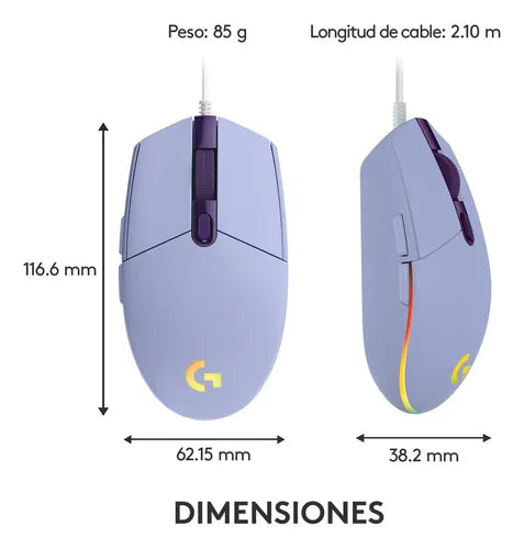 Mouse Gamer Logitech G203 New Rgb Lghtsync Lila Color Violeta