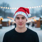 Pack 12 Gorros Luces Led Viejito Pascuero Fiestas Navideñas Rojo
