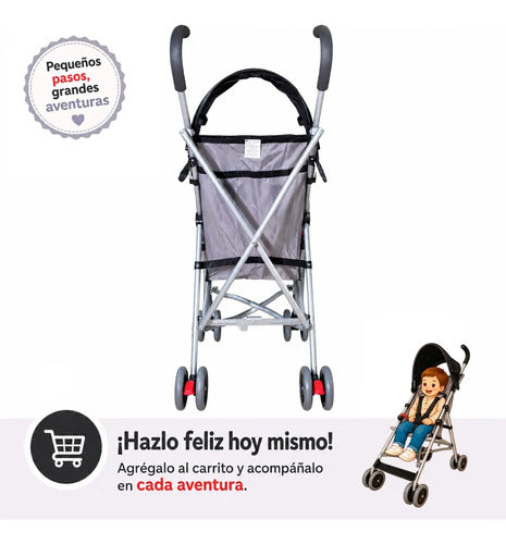 Coche Paseo Paragua Plegable Resistente Con Cinturón Y Freno Gris
