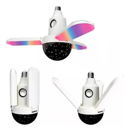 Ampolleta E27 Parlante 3 Aspas Bluetooth Luces Rgb + Control Rgb