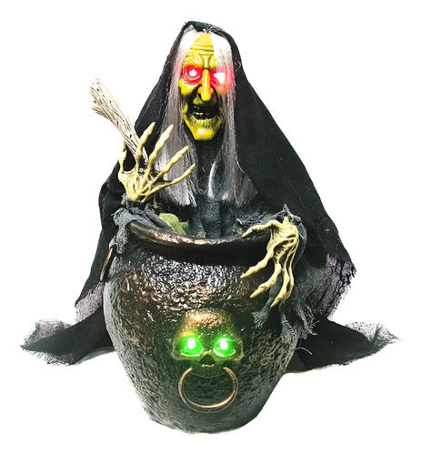 Bruja Animatronic Caldera Deco Halloween Sonido Movimiento
