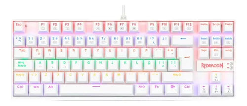 Teclado Gamer Redragon Kumara K552w Red Rainbow Tkl Ag Nkro Blanco Español Latinoamérica