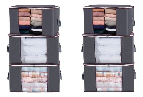 Organizador De Bolsas De Almacenamiento De Ropa Pack 6uds Gris