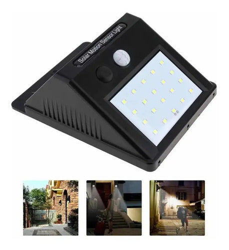 Pack X8 Lámparas Solares 20w Con Sensor De Movimiento Hogar Negro