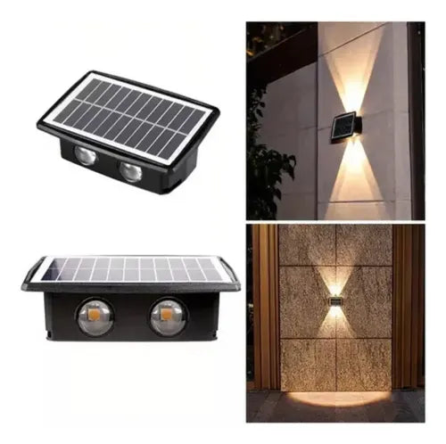 Lámpara Solar Exterior 4 Led De Sensor Recargable Luz Solar Negro