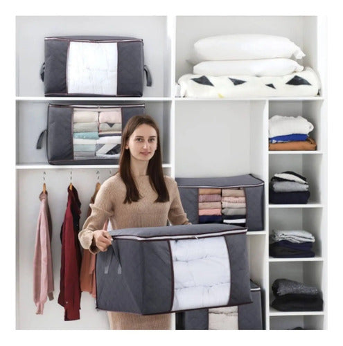 Organizador De Bolsas De Almacenamiento De Ropa Pack 6uds Gris