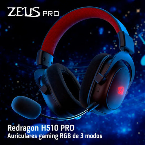 Audifonos Gamer Inalambricos Redragon Zeus Pro H510-pro 53mm Negro