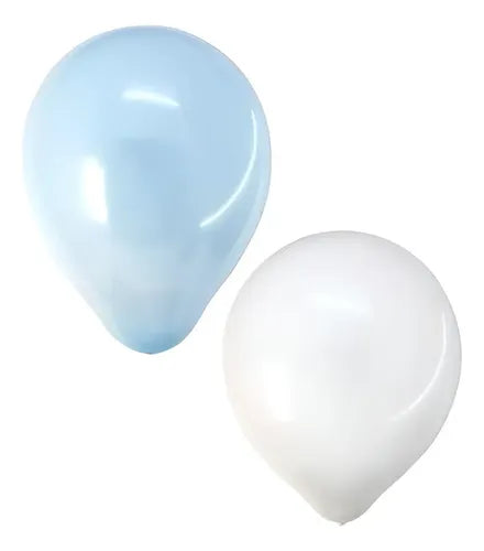 Globo Liso 23cm #9 Bolsa 50uds Los Colores - Cotillon Color Celeste Y Blanco Celeste/blanco