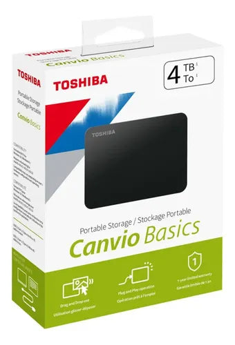 Disco Duro Externo Toshiba 4tb 2.5  Canvio Basics A5 Usb 3.2 Negro