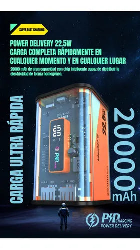 Cargador Portatil Bateria Power Bank Master G 20000mah 22.5w Negro