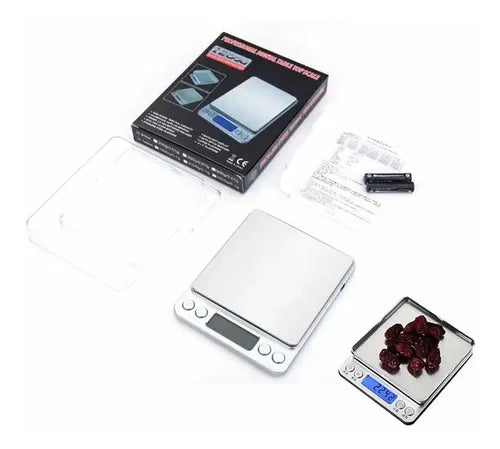 Pesa Gramera Joyería Y Cocina Precisión 0.1 - 2000g Báscula Plateado