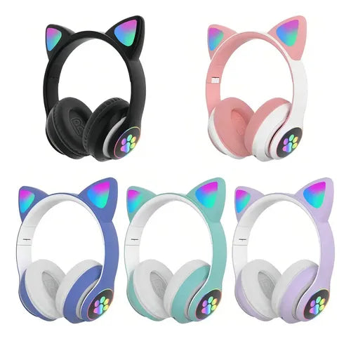 Auriculares Gamer Inalámbricos Cat Gaming Lef-1058 Verde Con Luz Led