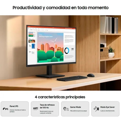 Monitor Samsung Essential S3 24in 5ms 100hz Fhd Montaje Vesa Negro