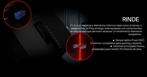Mouse Gamer Redragon King 1k 50-12.400 Dpi 5 Botones Negro