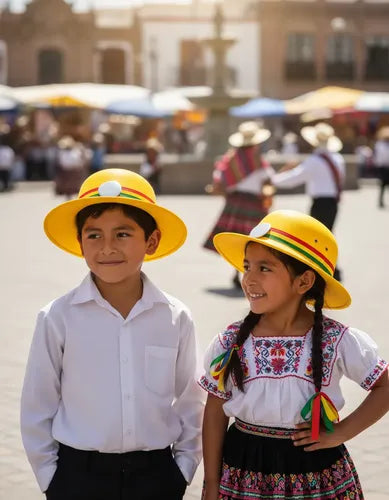 Sombrero Gorro Nortino Para Niños/as Danzas Fiestas Patrias Amarillo Estandar Lisa
