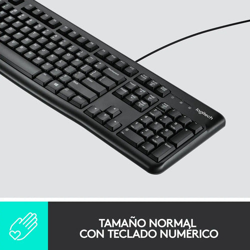 Kit De Teclado Y Mouse Logitech Mk120 Español Latinoamericano De Color Negro
