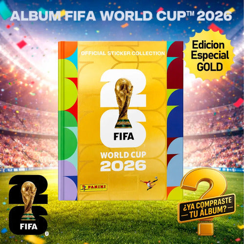 Pack Album Gold Tapa Dura + 45 Sobres Fifa World Cup 2026