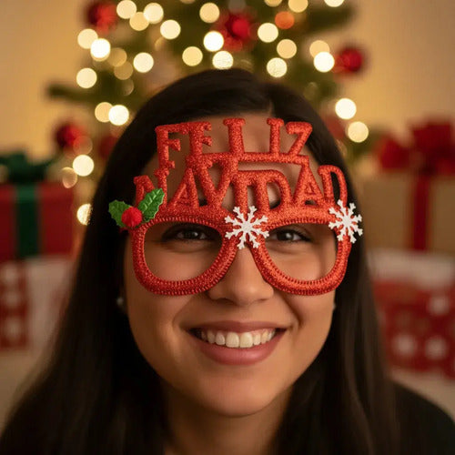 Pack 12 Lentes Anteojos Surtido Fiestas Celebracion Navideña Surtido Feliz Navidad