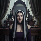 Peluca Morticia Addams Halloween Negr0