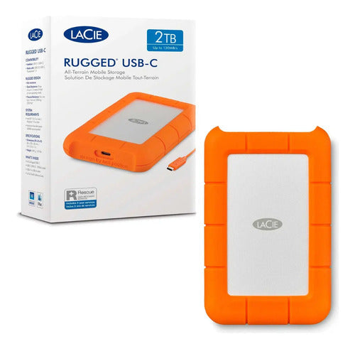 Disco Duro Externo Lacie Rugged 2tb Usb-c 3.0 Rescue 130mbs Naranja