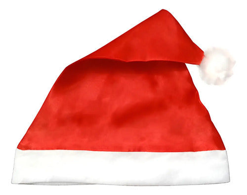 Pack 12 Gorros De Navidad Viejo Pascuero Gorro Liso Brillant Rojo