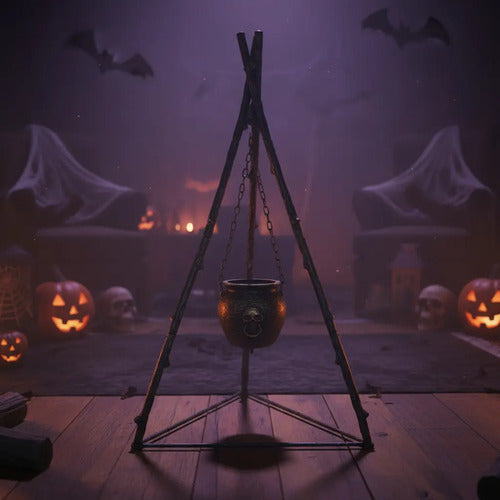 Caldera En Tripode Accesorio Decoracion  Fiestas Halloween