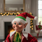 Muñeco Animatronic Elfo Duende Decoracion Fiestas Navideñas Rojo