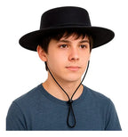 Sombrero Huaso Elegante Chico Cueca Fechas Patrias Negro Negro 55cm Lisa
