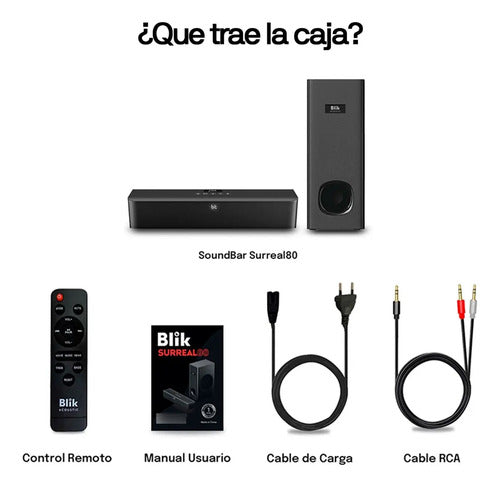 Barra De Sonido Blik Surreal80 80w Cinema Bt/aux/hdmi/usb Negro