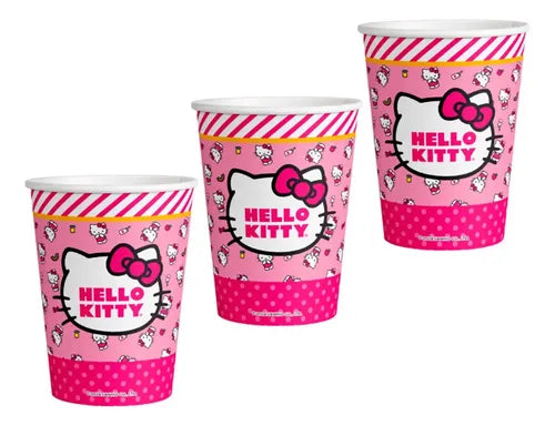 6 Vasos Cumpleaños Hello Kitty Fiesta Celebracion Desechable Rosa